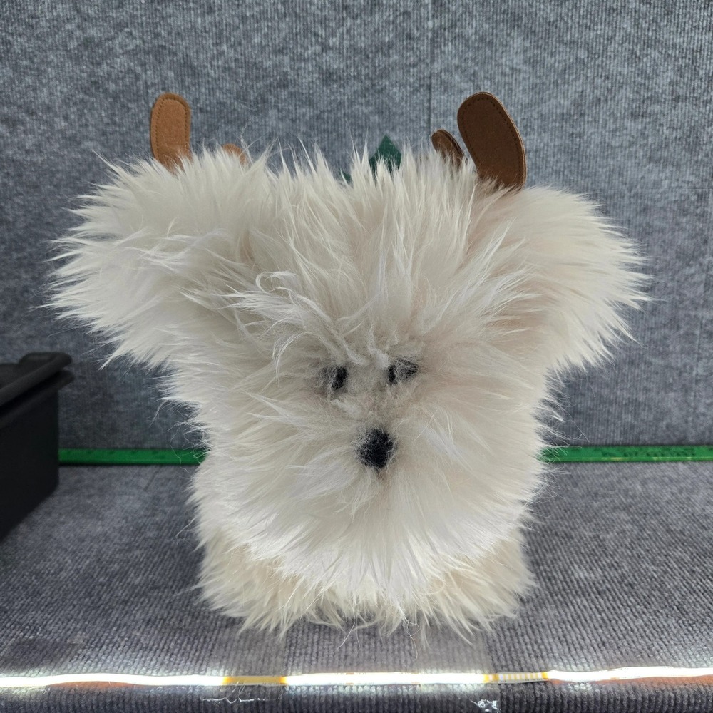 Pottery Barn Luxe Faux Fur Dog Antlers Shaped Plush Pillow 17x12